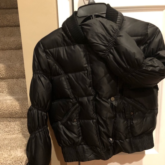 BCBG MaxAzria  Angelica Motorcycle down jacket. Black size small. New with tags - Picture 2 of 9